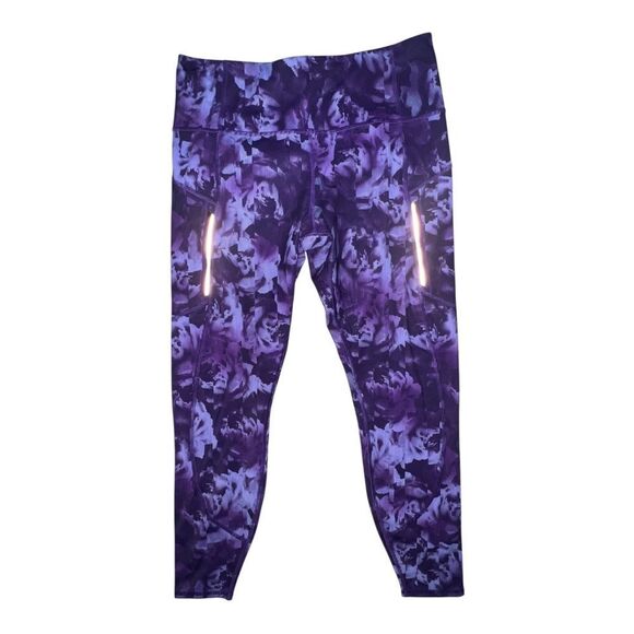 Athleta Rainier Tight Legging Spliced Floral Basalt Violet Purple Large NWOT - Picture 7 of 11